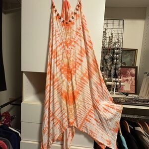 Tie-dye, orange, beachy cover-up/sundress